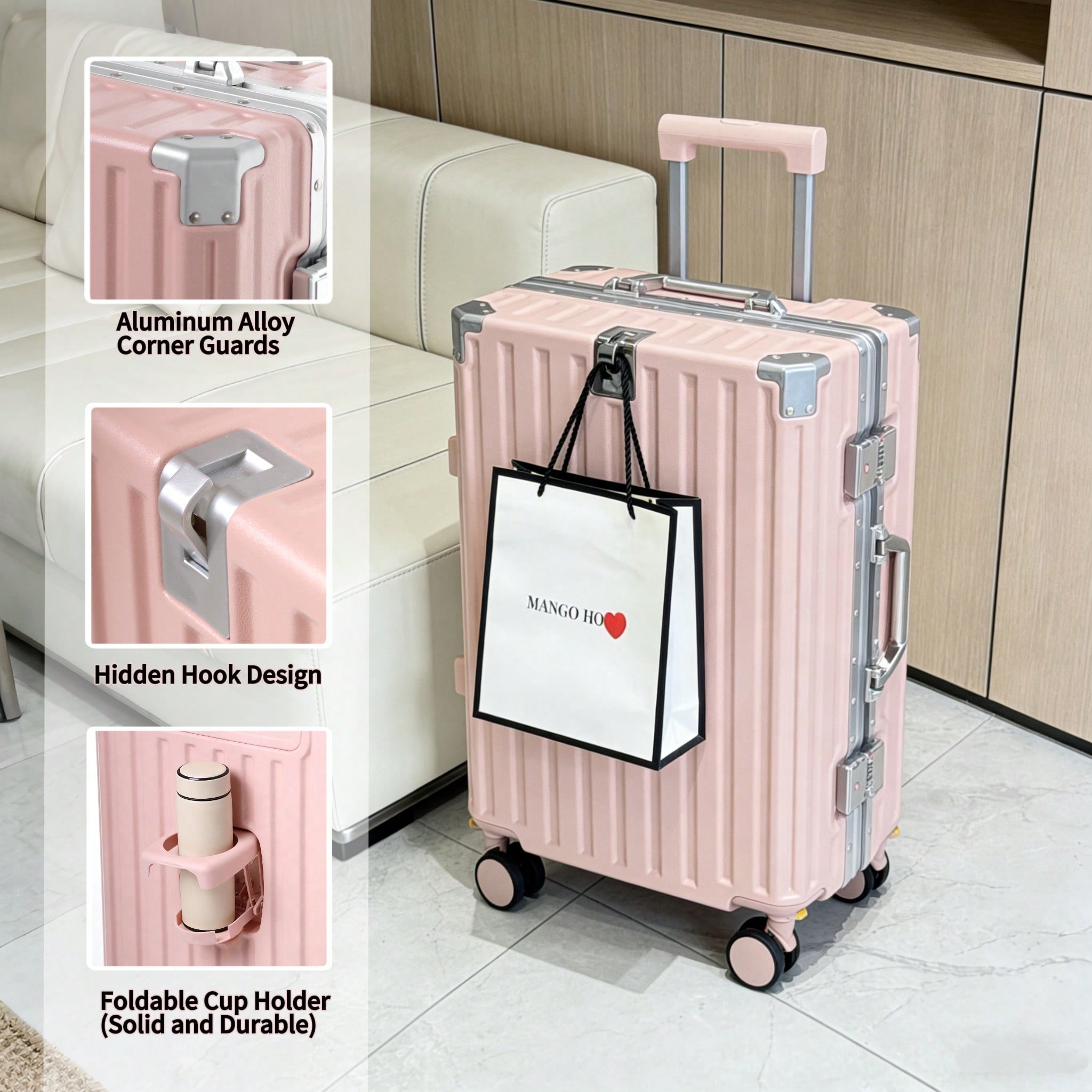 Aluminum Frame Carry On Luggage - Maleta de mano de 20 pulgadas