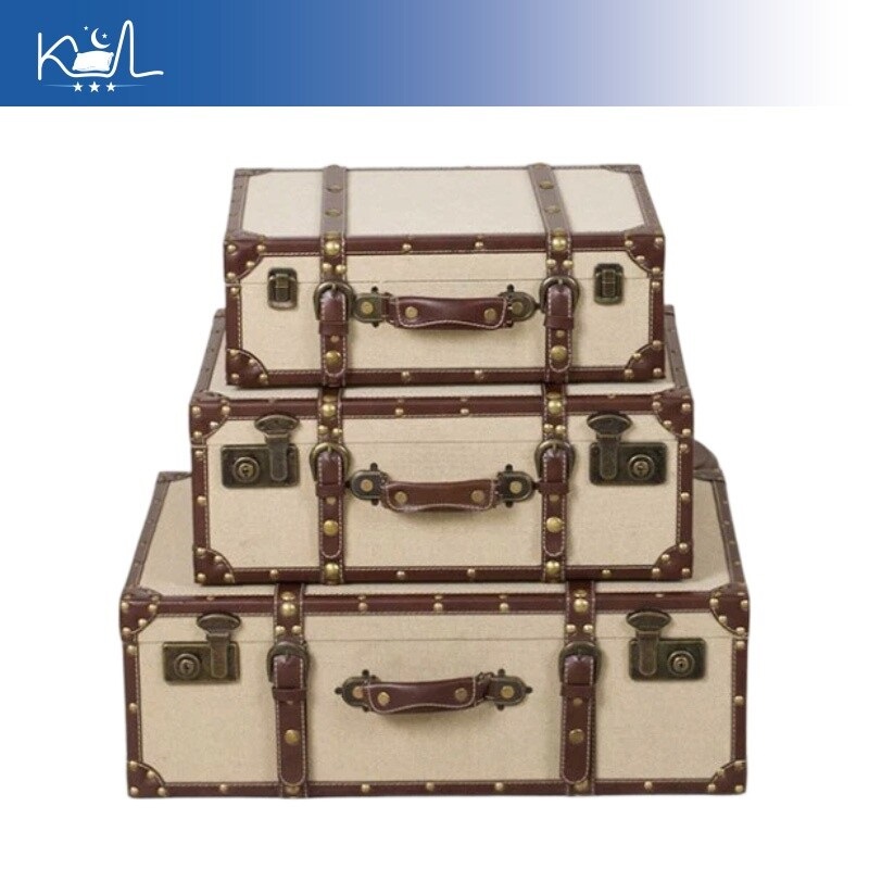 Retro Vintage Trunk Suitcase - Baúl de Almacenamiento de Tela de