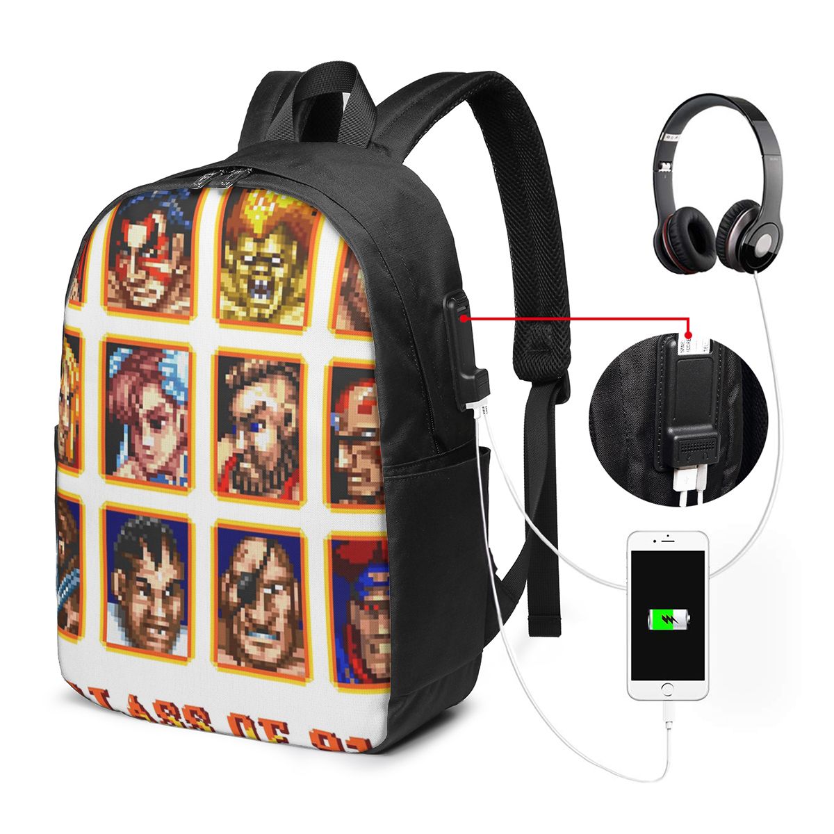 Travel Bags - Mochila Defeated Portraits Super Street Fighter,