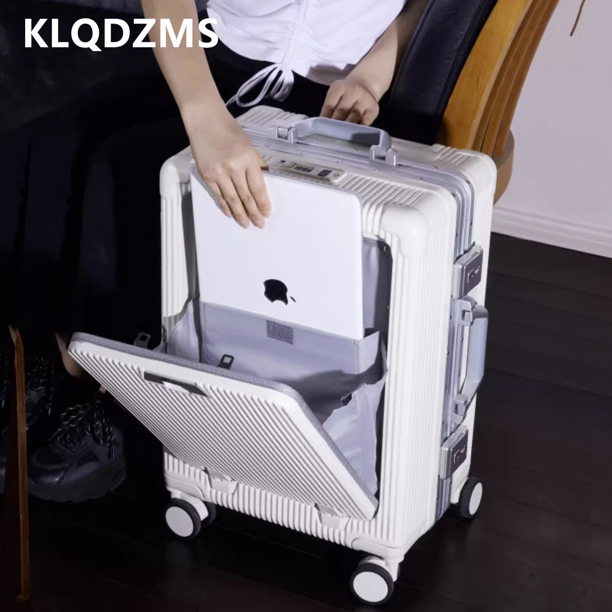 Front Opening Laptop Luggage 24 Inch - KLQDZMS Maleta de Viaje con Marco