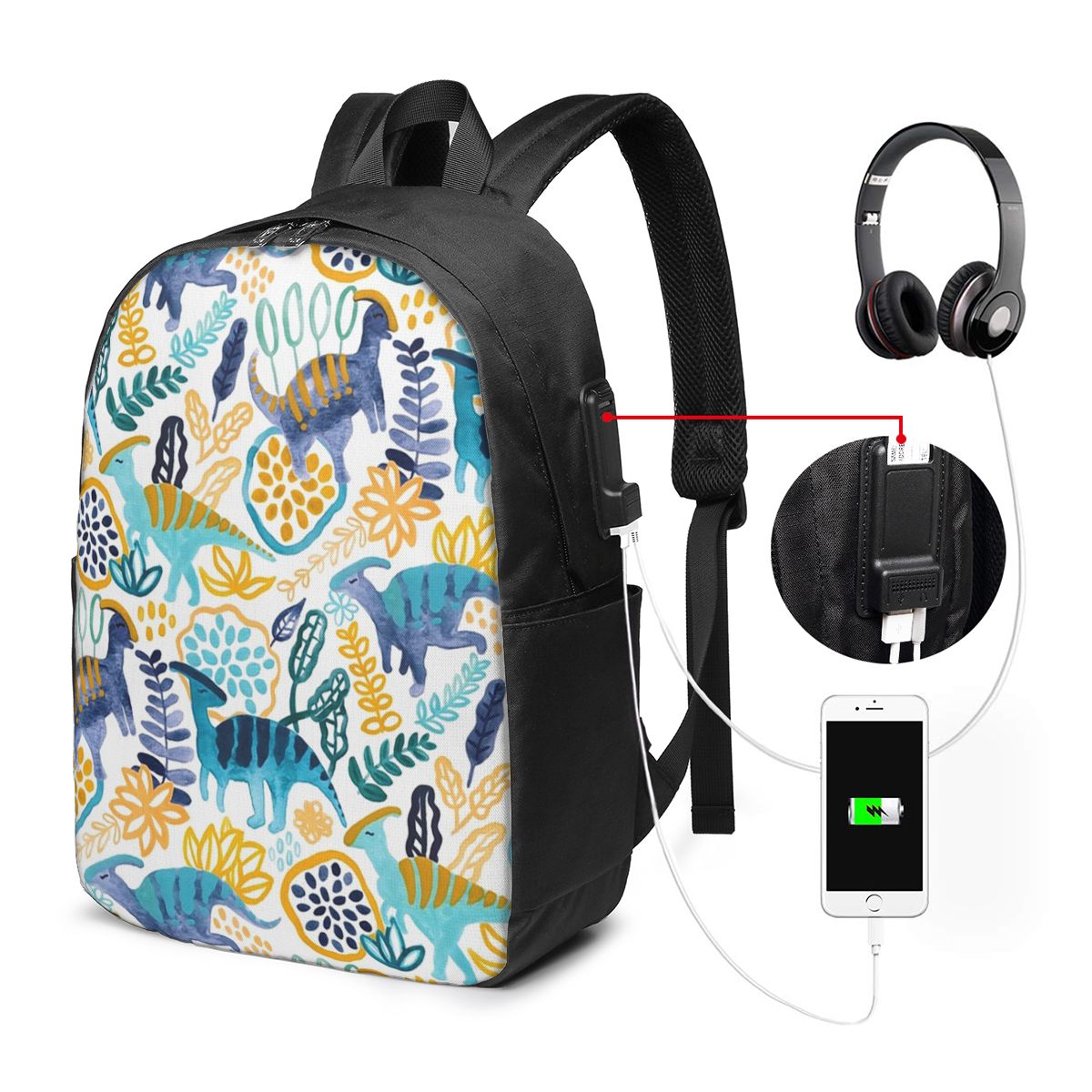 Travel Bags - Mochila Gouache Parasaurolophuses, bolsa para portátil