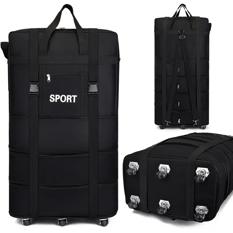 Foldable Rolling Luggage Bag - Bolsa Oxford a cuadros para aerolínea,