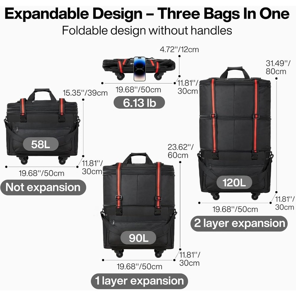 Bolsa de Viaje Expandible y Pl - Foldable Rolling Luggage Bag reseña y precio