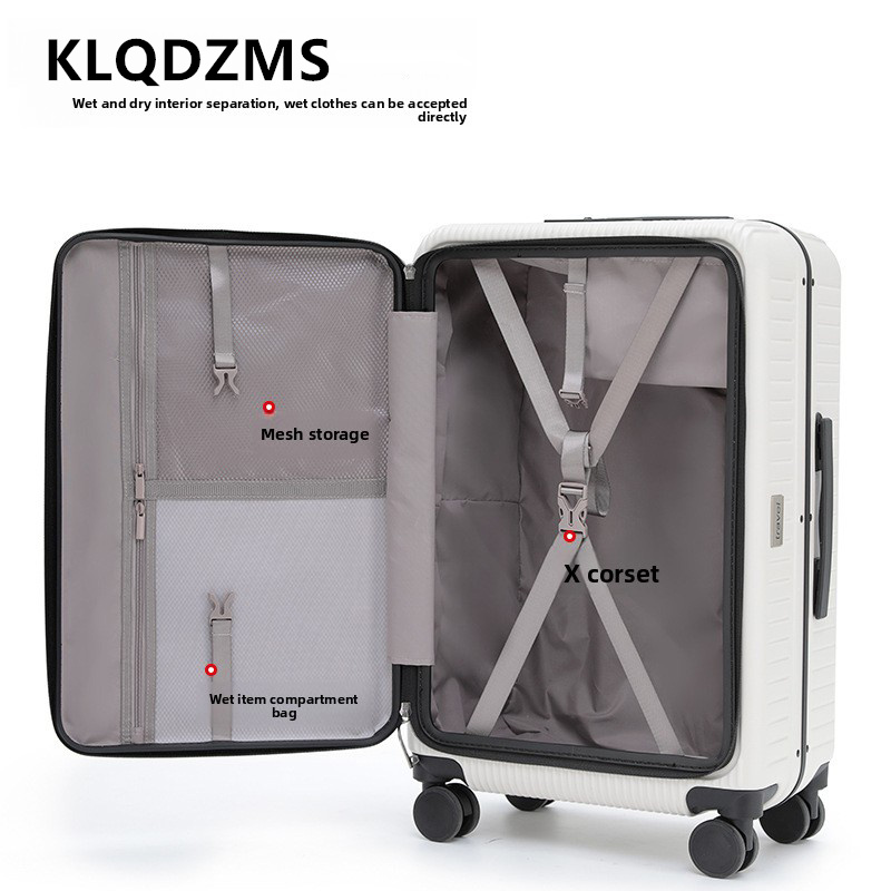 KLQDZMS Maleta con ruedas de 2 - Front Opening Laptop Luggage 24 Inch reseña y precio